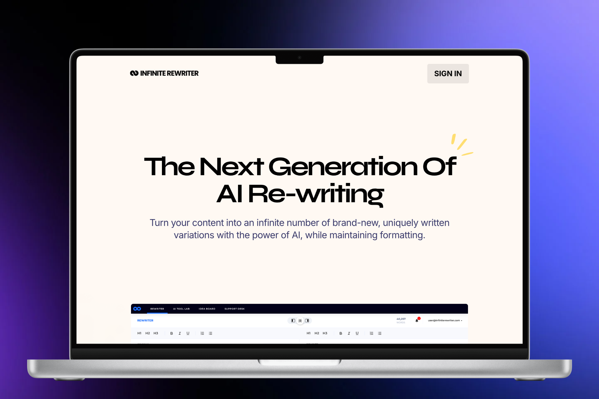 Infinite Rewriter  – AI Writing Editor for Natural Content
